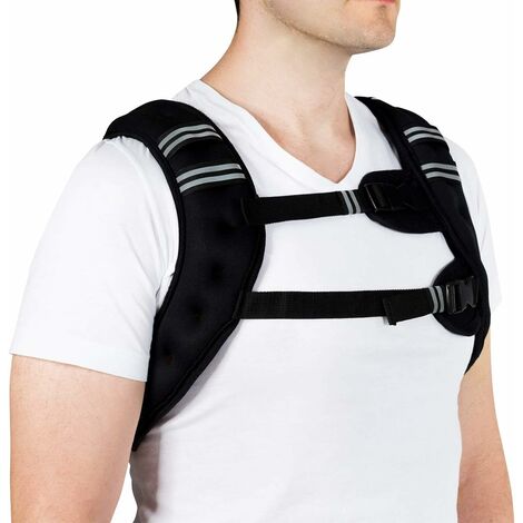 GOPLUS Gilet Leste Reglable pour Exercices, Remplissage de Sable Ferrifere avec Sangle de Boucle Reglable et Bande Reflechissante, Veste Lestee pour Entrainement Physique Noir