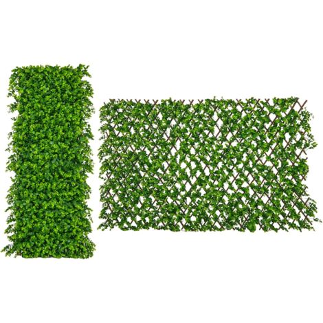 GOPLUS Haie Artificielle Décoratif, Brise-Vue Clôture Extensible en Eucalyptus Synthétique du Vrai Saule, Protection Solaire, pour l'Intérieur et l'Extérieur, Vert B