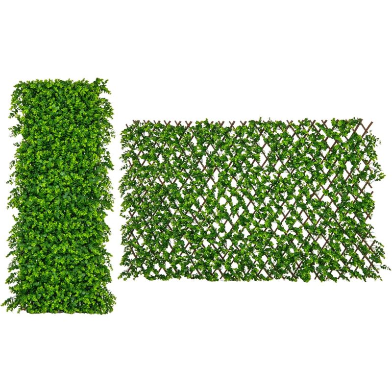 Goplus - Haie Artificielle Décoratif, Brise-Vue Clôture Extensible en Eucalyptus Synthétique du Vrai Saule, Protection Solaire, pour l'Intérieur et