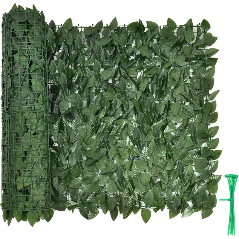 Goplus - Haie Artificielle Déployable, Feuillage Artificiel Pliable avec Cabre Renforcé en pe et Feuilles Réalistes, Décoration Idéale pour Salon,