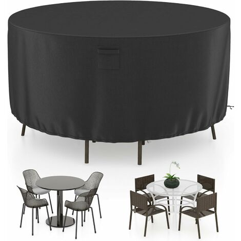 GOPLUS Housse de Meuble Jardin Ronde φ213x70CM-Résistance aux Intempéries avec Bouches d'Aération/Boucles/Cordons de Serrage Noir