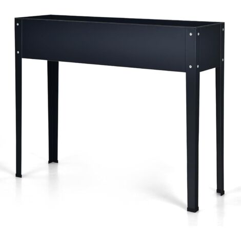 GOPLUS Jardinieres Exterieur Surélevée en Acier Galvanisé pour Légumesm, Herbes, Carré Potager sur Pieds avec 2 Trous de Drainage pour Balcon, Jardin, Terrasse, Gris (100 x 30 x 80CM)