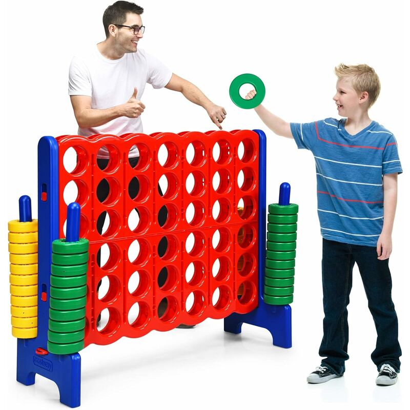 Jeux Puissance 4 Géant, Jeu De Stratégie en Ligne avec 42 Anneaux Géants et Curseurs pour Redémarrage Rapide, Jeu de société pour Enfants et