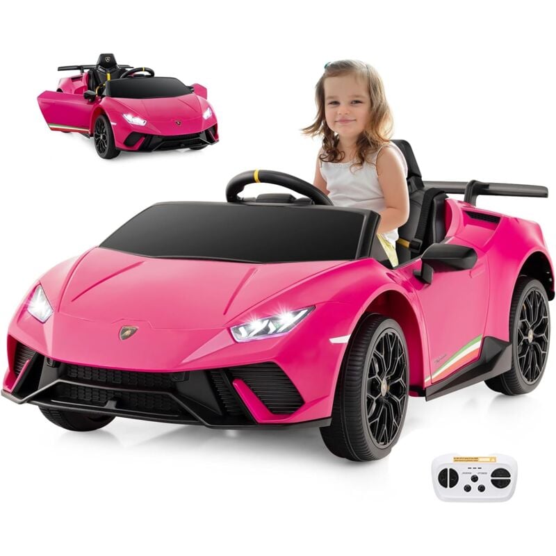 Goplus - Lamborghini 12V Voiture Electrique Enfants 1 Places, Vehicules Electrique Enfants pour 3 Ans+, 3 Vitesses 3-5 km/h, Son, Télécommande,