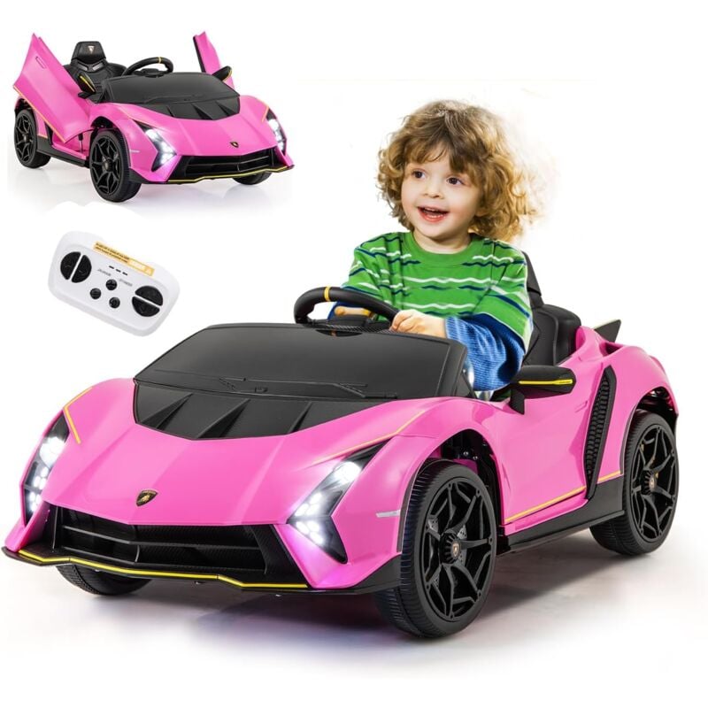 Lamborghini Voiture Electrique Enfants 12V, Voiture Enfant Electrique avec Télécommande, Lumières led, Musique & Klaxon, 2-4 Km/h, Charge 30KG, pour