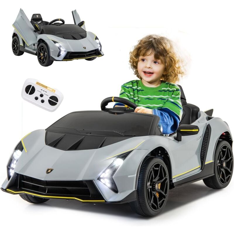 Lamborghini Voiture Electrique Enfants 12V, Voiture Enfant Electrique avec Télécommande, Lumières led, Musique & Klaxon, 2-4 Km/h, Charge 30KG, pour