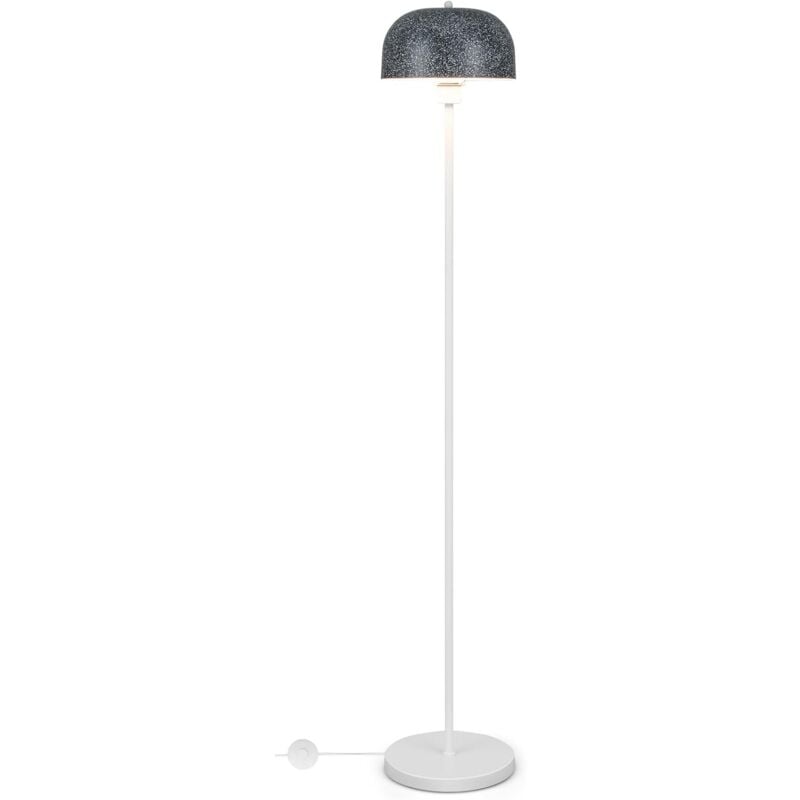 Goplus - Lampadaire avec Abat-jour, Interrupteur à Pied, Lampe sur Pied avec Douille E27, Poteau en Métal, Base Lestée, Hauteur 146 cm, Lampadaire