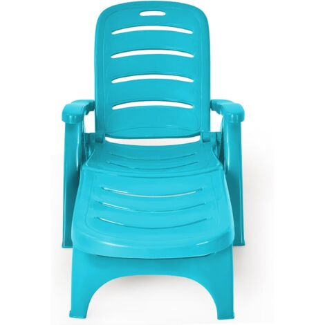 GOPLUS Lettino Pieghevole, Sedia a Sdraio con Schienale Regolabile in 5 Posizioni, Braccioli e 2 Ruote, Resistente alle Intemperie per Patio, Spiaggia e Giardino (BLU)