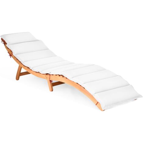 GOPLUS Lettino Prendisole Pieghevole, Lettino a Sdraio in Legno con Morbido Cuscino, Poggiatesta Pieghevole, Sdraio per Esterni, Portata 180 kg, per Giardino, Terrazza, Patio