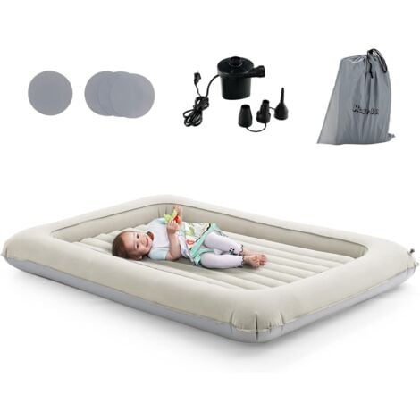 GOPLUS Letto Gonfiabile per Bambini 118 x 165 cm, Lettino da Viaggio Gonfiabile con Materasso Rimovibile, con Borsa di Stoccaggio, con Pompa Elettrica