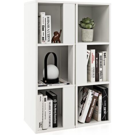 GOPLUS Libreria Autoportante a 3 Livelli, Libreria con 6 Scomparti Aperti e Dispositivo Anti-ribaltamento, Scaffale per Libri per Studio, Salotto, Camera da Letto, 33X33X100 CM (Bianco)