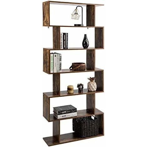 GOPLUS Libreria con 6 Ripiani, Scaffale di Legno, Bianco/Nero 192x80x23 cm