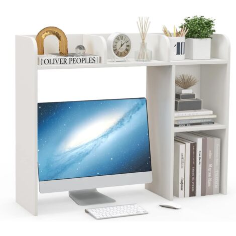 GOPLUS Libreria da Ufficio Robusta, Scaffale da Ufficio con Diverse Ripiani, Organizzatore da Scrivania con Dispositivo Antiribaltamento, per Appartamenti, Dormitori, Uffici (Bianco)