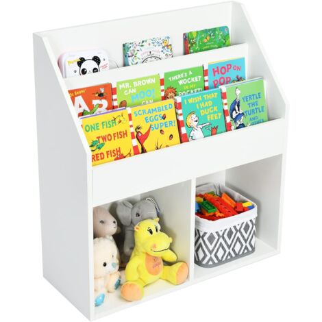 GOPLUS Libreria per Bambini, Organizzatore di Giocattoli con Ripiani Aperti, per Scuola Materna, Asilo, Camera dei Bambini, Bianco