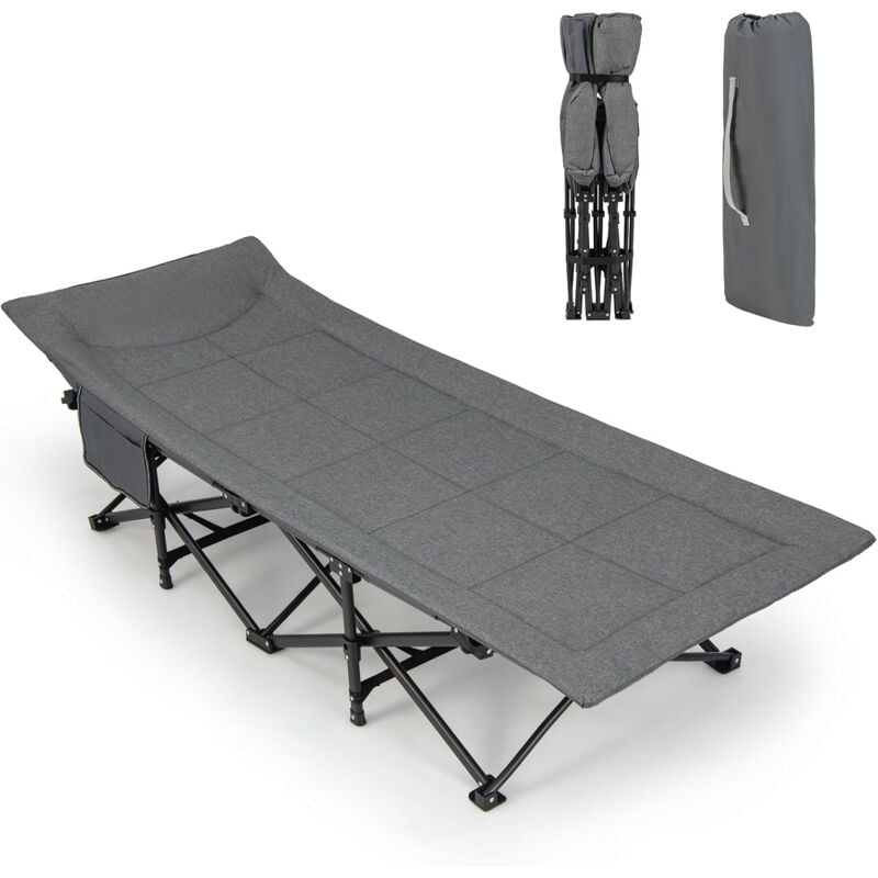 Goplus - Lit Pliant à Roulettes 190x68,5x48,5CM Charge 204KG-Lit d'Appoint avec Matelas en Mousse 10CM-Cadre Fort en Acier Gris
