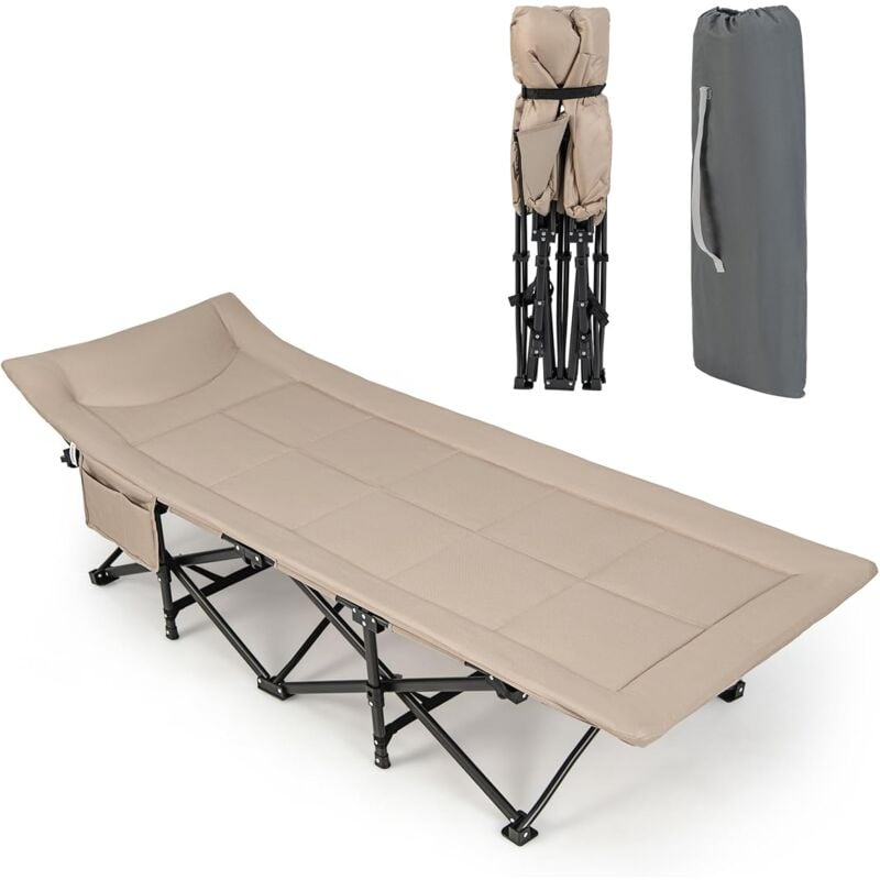 Goplus - Lit Pliant à Roulettes 190x68,5x48,5CM Charge 204KG-Lit d'Appoint avec Matelas en Mousse 10CM-Cadre Fort en Acier Marron