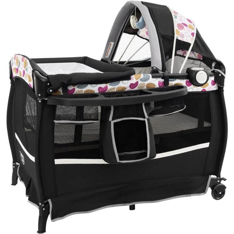 Goplus - Lit Parapluie Bébé Pliable avec Matelas, Berceau Bébé Evolutif avec Table à Langer, Boîte à Musique et Roues Verrouillables, Lit de Voyage