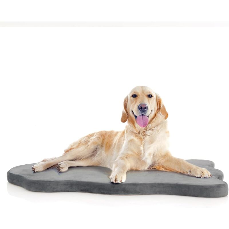Lit pour Chien, Tapis pour Chien Moelleux avec Housse Amovible & Mousse à Mémoire de Forme, Matelas 110 cm x 66 cm (Gris) - Goplus