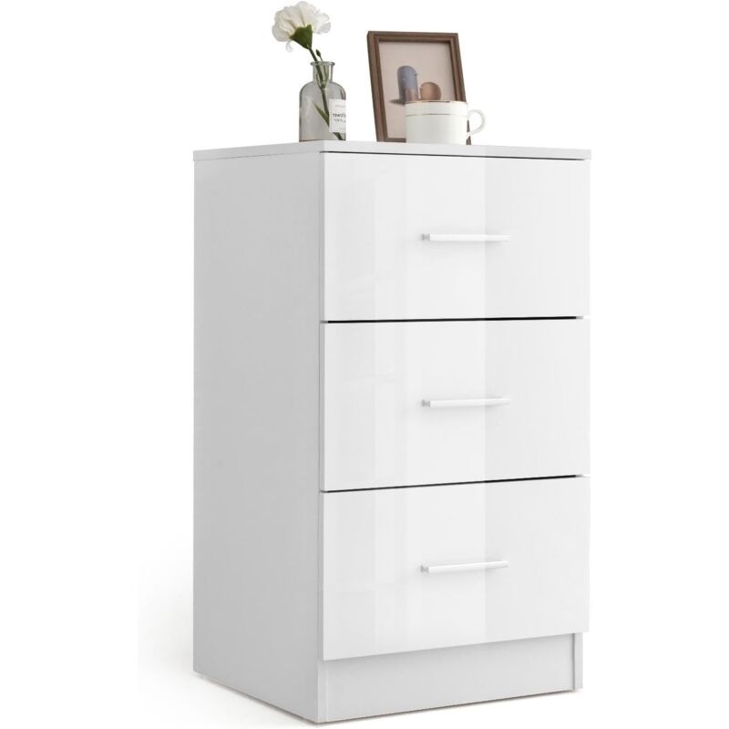 GOPLUS Caisson de Bureau avec 3 Tiroirs,Classeur de Dossiers Durable et Multifonctionnel,Idéal pour Bureau, Étude,Chambre,37 X 34 X 66,5 CM (Blanc,