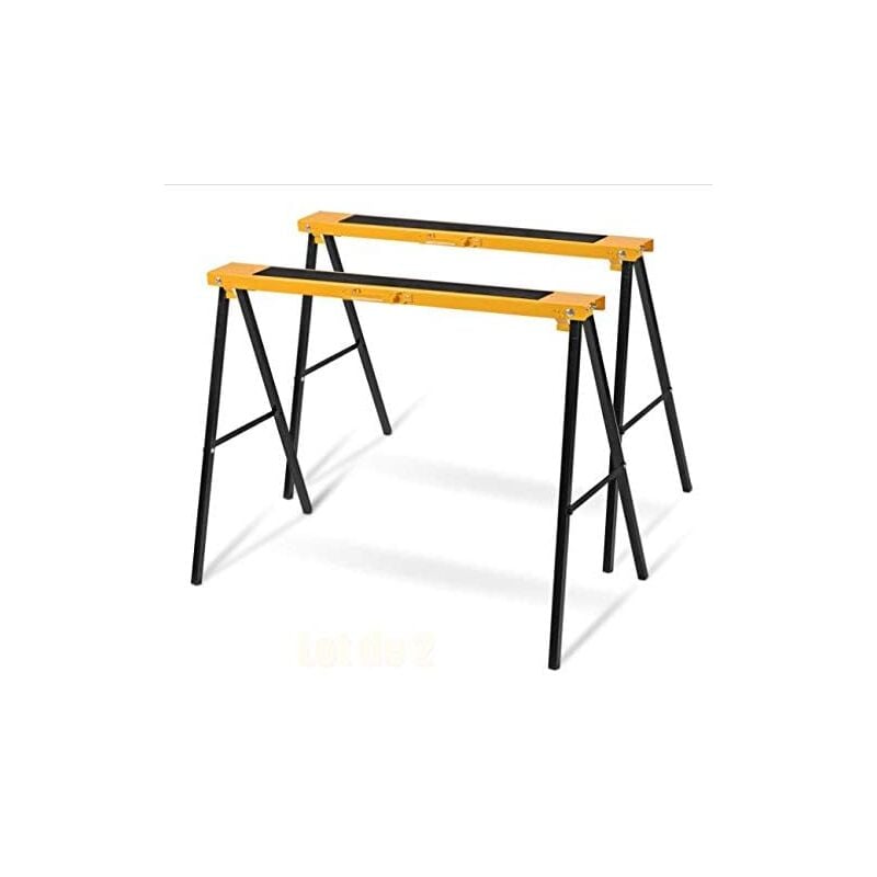 Goplus - Lot de 2 Chevalet de Sciage, Treteaux Pliable de Capacite Portante de 125KG, Chevaux de Scie Antiderapant, Outils Auxiliaires de Menuiserie