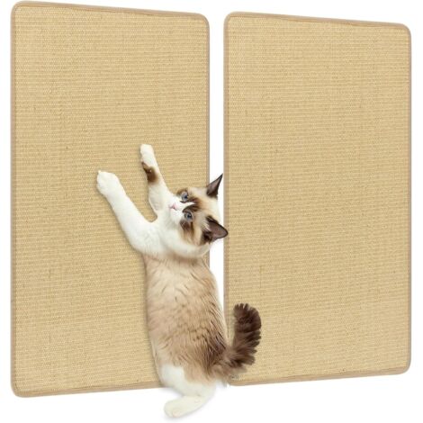 GOPLUS Lot de 2 Griffoir pour Chat, 80 x 50 CM, Grattoir Chat avec Surface en Sisal, Résistant à l'usure, Multifonctionnel, Scratch au Dos, Protège Efficacement Les Canapés, Portes et Meubles, Beige