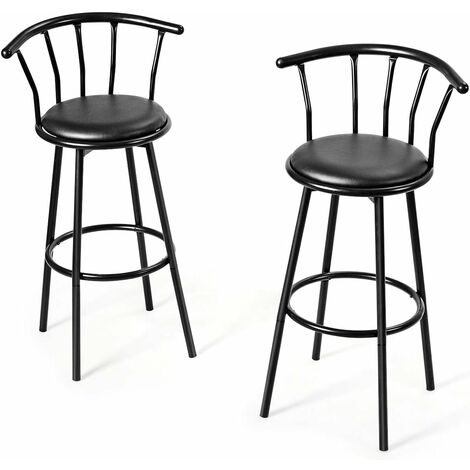 Goplus – Lot de 2 tabourets de bar pivotants – Dossier ergonomique et repose-pied – Assise rembourrée en éponge – Poids max 120kg – Style rétro-industriel