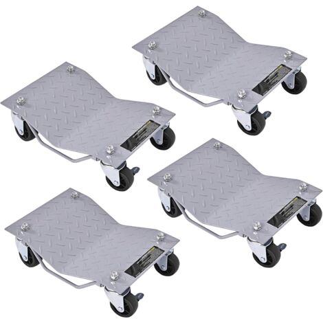 Goplus – Lot de 4 chariots de manutention de voiture – Charge 680 kg par chariot – Roulettes pivotantes 360° – Poignée pour transport facile