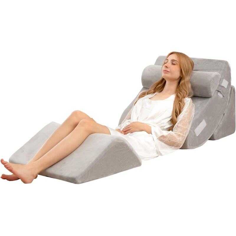 GOPLUS Lot de 4 Oreillers Compensés en Mousse à Mémoire de Forme Post-Chirurgie, Ensemble d'oreillers Orthopédiques Réglables