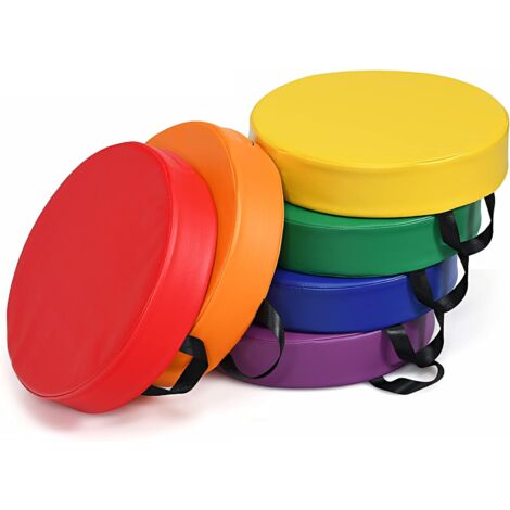 Goplus – Lot de 6 coussins de sol multicolores en simili cuir et mousse – 38x38x8 cm – Poignée pour rangement facile – Intérieur et extérieur