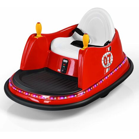 GOPLUS Macchina Autoscontri 6 V per Bambini, Macchina Giocattolo a Batteria con Telecomando 2,4 G, Luci Lampeggianti, Musica, Joystick, Veicolo Elettrico Giocattolo Girevole a 360° (Rosso)