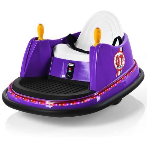 GOPLUS Macchina Autoscontri 6 V per Bambini, Macchina Giocattolo a Batteria con Telecomando 2,4 G, Luci Lampeggianti, Musica, Joystick, Veicolo Elettrico Giocattolo Girevole a 360° (Viola)