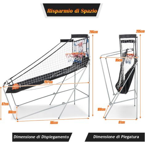 GOPLUS Macchina da Basket, Set Pallacanestro Elettronico Giocattolo da Basket, Pieghevole, con 4 Palle, Display Digitale e Poma, Ideale per Casa e Ufficio (Bianco)