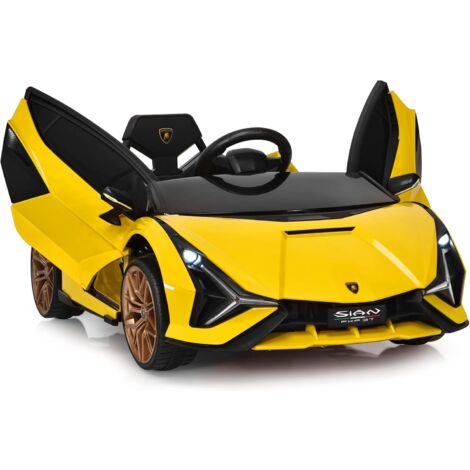 GOPLUS Macchina Elettrica per Bambini, con Telecomando, Ruote Antiurto e Sedia con Cintura di Sicurezza, Multifunzionale Veicolo con Luce e Musica, 108 x 64 x 40,7 cm (giallo)