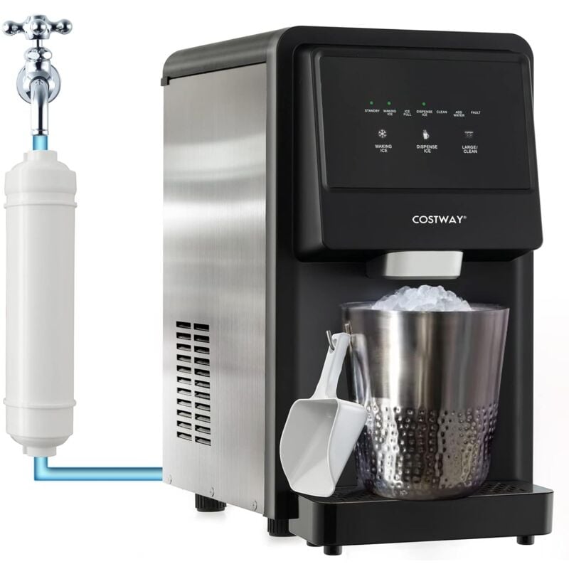 Goplus - Machine à Glaçons 27 kg en 24 h, Glace Facile à Mâcher, Distributeur Automatique, Purificateur d'Eau Inclus