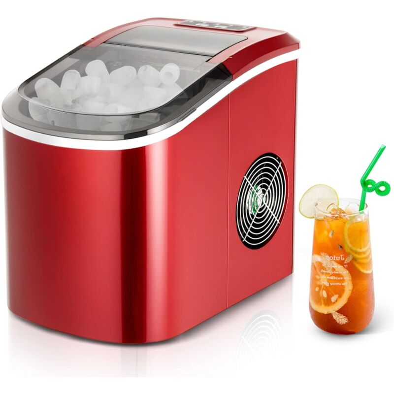 Goplus - Machine a Glacons, 12kg en 24h, 9 Pieces de 6-13min, 2 Tailles de Glacons, Machine a Glacons 2,2L Auto-Nettoyage, Rouge