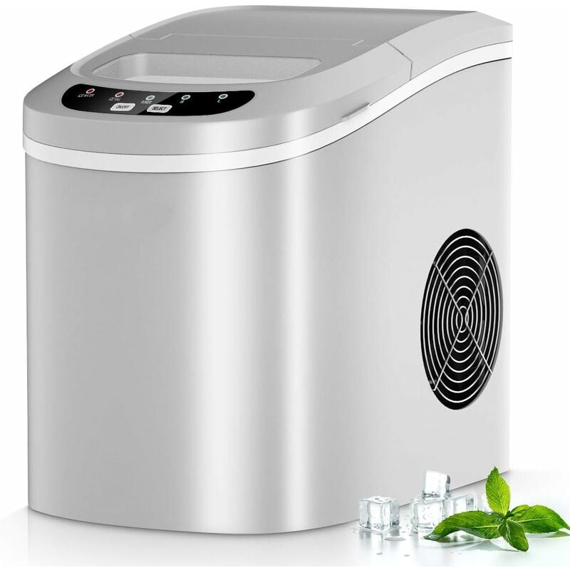Machine a Glacons avec 2,1L, 3 a 13Minutes de Fabrication de Glace, 24,2 x 35,8 x 32,8CM (Argent) - Goplus