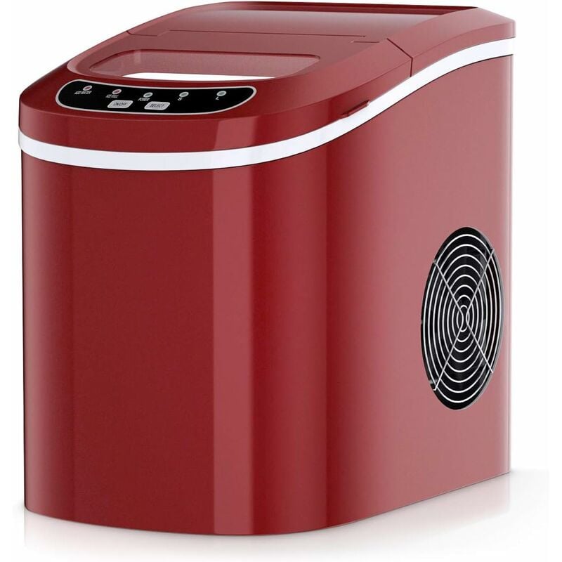 Machine a Glacons avec 2,1L, 3 a 13Minutes de Fabrication de Glace, 24,2 x 35,8 x 32,8CM (Rouge) - Goplus