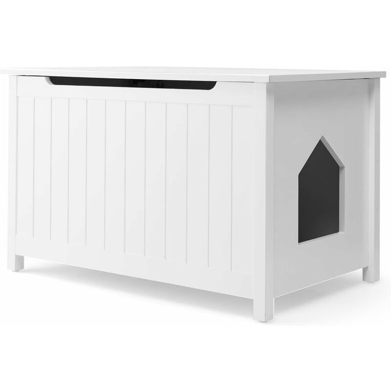 Goplus - Maison de Toilette pour Chat, Armoire pour Chat avec 2 Portes,2 Poches de Stockage,Interne Planche réglable,Niche pour Chat Cadre en Bois