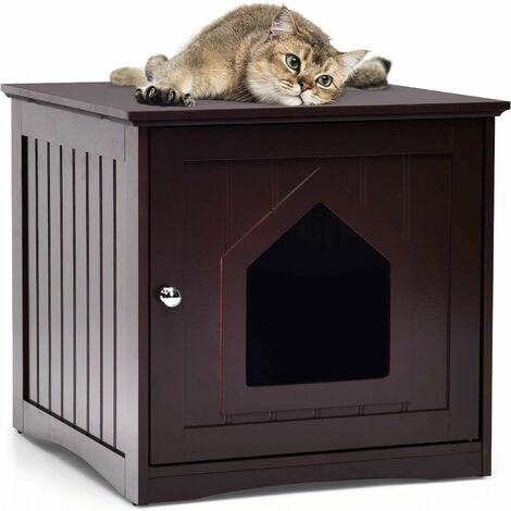 Maison De Toilette Pour Chat Niche Pour Chats Avec Interne Cloison Separant Couvercle Rabattable Grand Plateau Superieur Entree Elargie Robuste Grande Salon Entree Couloir Hoobro Ebf02mw01 Marron Rustique