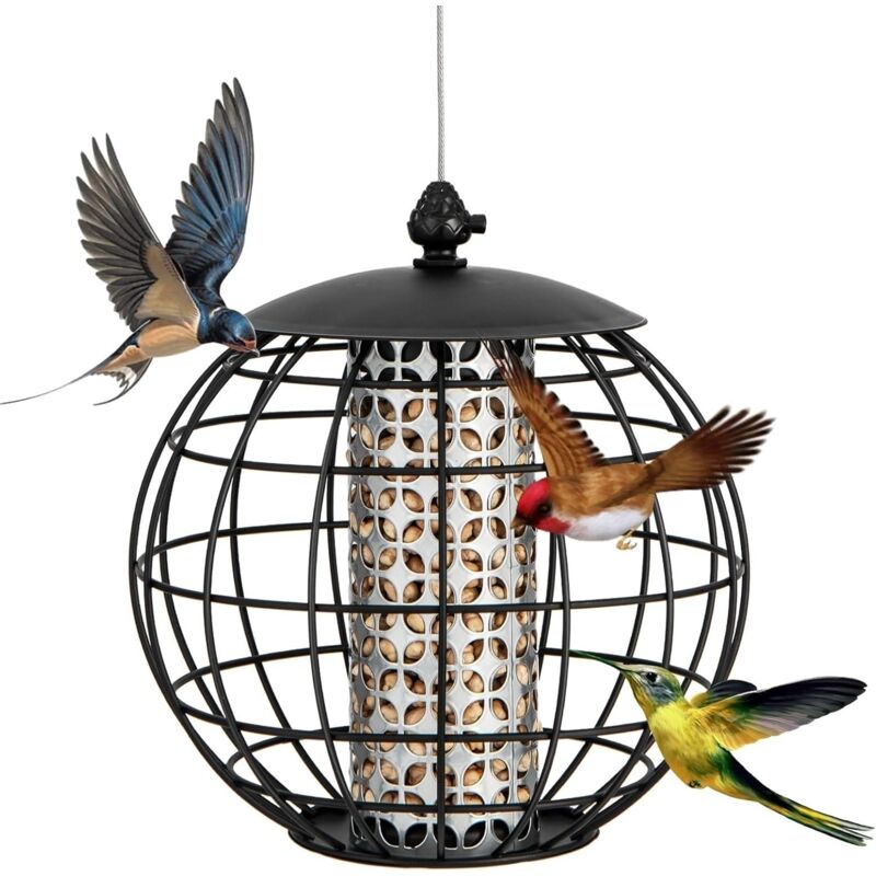 Mangeoire à Oiseaux à Suspendre Résistante aux Intempéries avec Capacité 3 kg, Mangeoire Extérieur pour Oiseaux Sauvages - Goplus