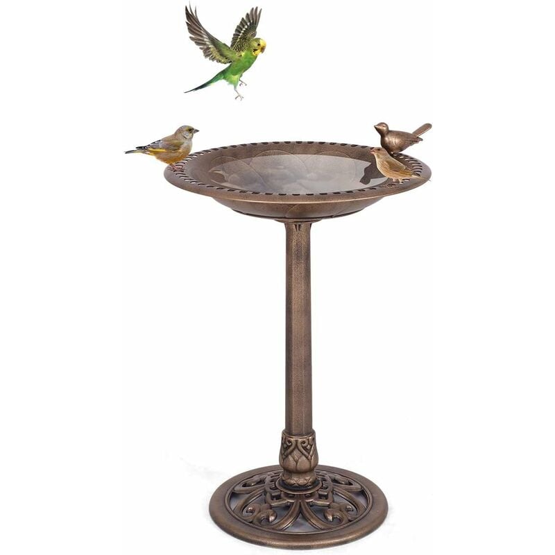 Mangeoire a Oiseaux sur Pied pour Attire Plus d'oiseaux Bain d'oiseaux avec Une Plateau de Diametre 50cm, Hauteur 76CM, Design Antique (Bronze)