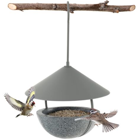 GOPLUS Mangiatoia per Uccelli da Esterno, Resistente alle Intemperie, Abbeveratoio per Uccelli Sospeso con Tetto in Metallo Robusto, Vasca per Uccelli Selvatici, Regalo per Gli Amanti degli Uccelli