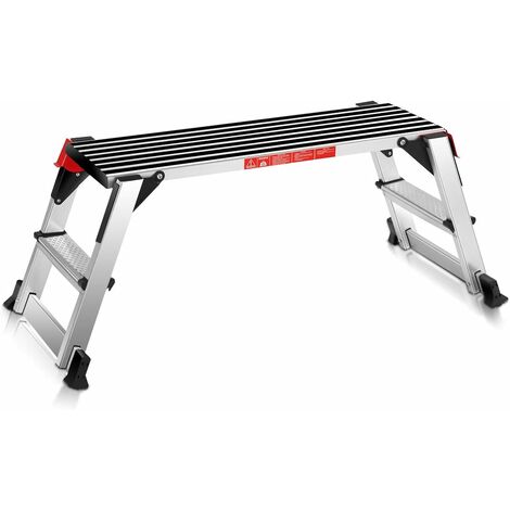 Goplus – Marchepied escabeau pliable aluminium 150 kg – Surface antidérapante – Verrous de sécurité – Utilisation intérieure et extérieure