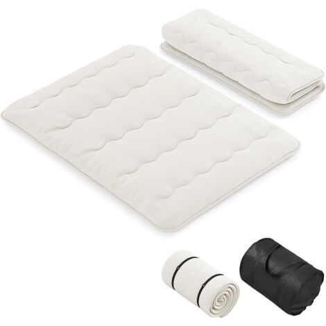 GOPLUS Matelas Futon Japonais 2 Personnes 140x200CM-Lit de Couchage Enroulable de Sol et Portable avec Sac de Transport Beige