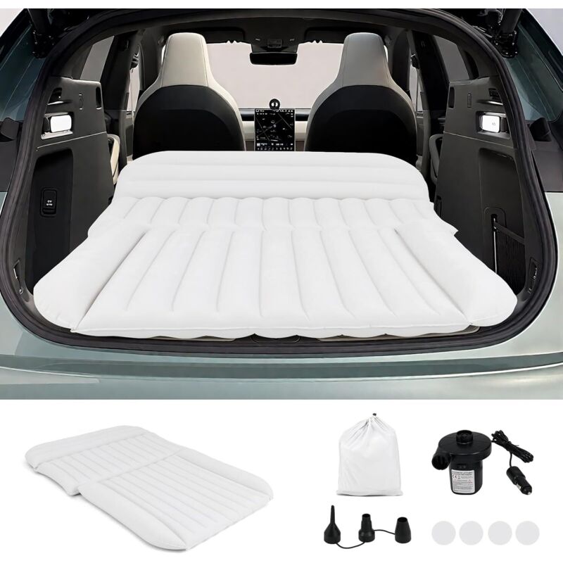 GOPLUS Matelas Voiture, Matelas Gonflable Voiture pour SUV Floconné avec Pompe, 3 Buses et Sac de Transport, Lit Gonflable Portable pour Voyage,