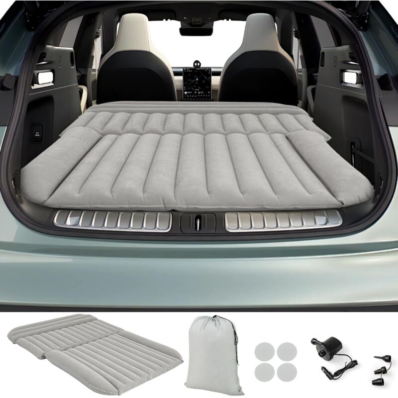 GOPLUS Matelas Voiture, Matelas Gonflable Voiture pour SUV Floconné avec Pompe, 3 Buses et Sac de Transport, Lit Gonflable Portable pour Voyage,