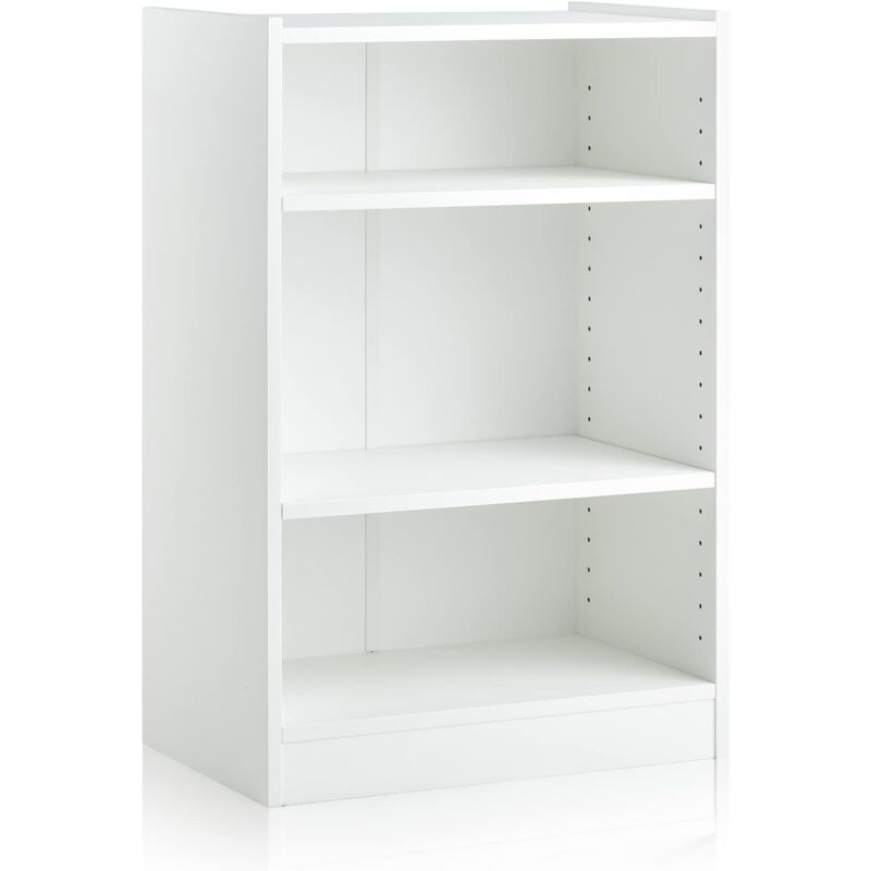 Goplus - Meuble à Casier à 3 Niveaux-Bibliothèque avec 2 Étagères Réglables-Dispositif Anti-Basculement Inclus-50x30x75 cm Blanc