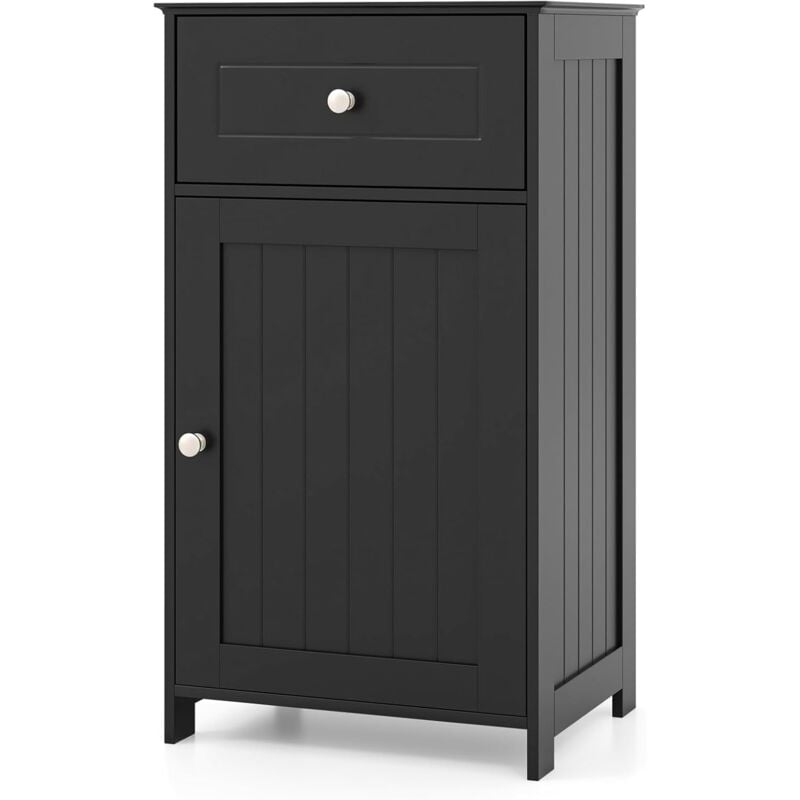 Meuble de Salle de Bain sur Pieds avec Étagères Réglables, 1Tiroir et 1 Armoire, Armoire de Rangement pour Salle de Bain, Salon, Chambre, Entrée, 43