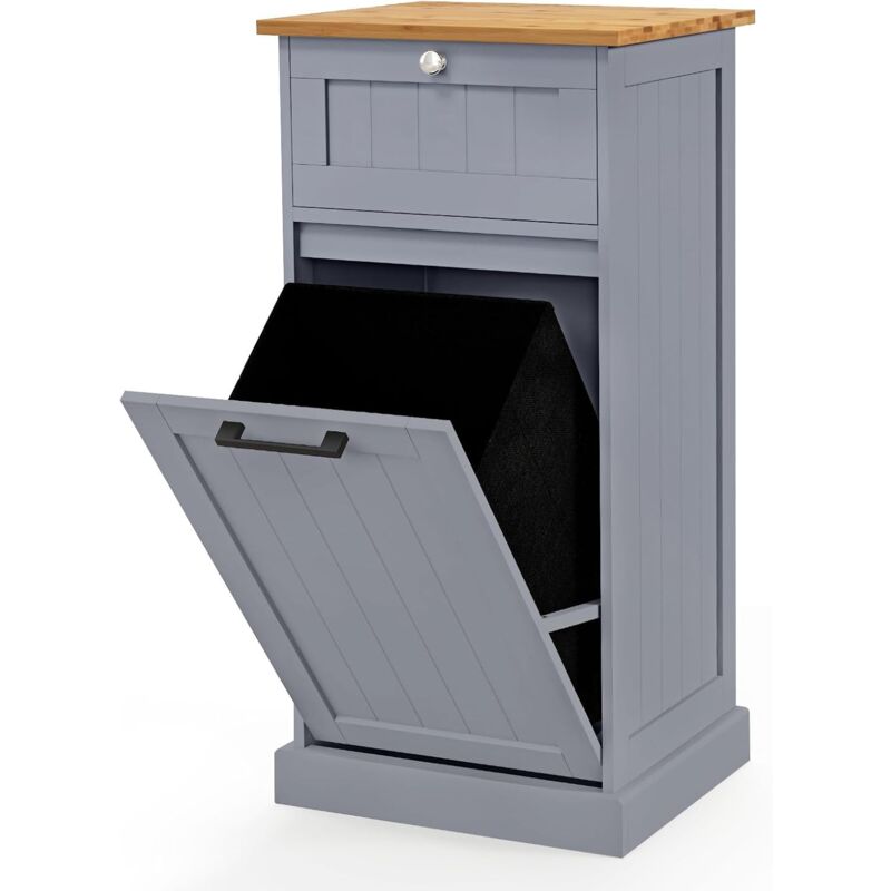 Meuble Salle de Bain avec Panier à Linge, avec Tiroir, Armoire Inclinable & Panier à Linge 38L avec Poignée Portable, Charge 50 kg, pour Salle de