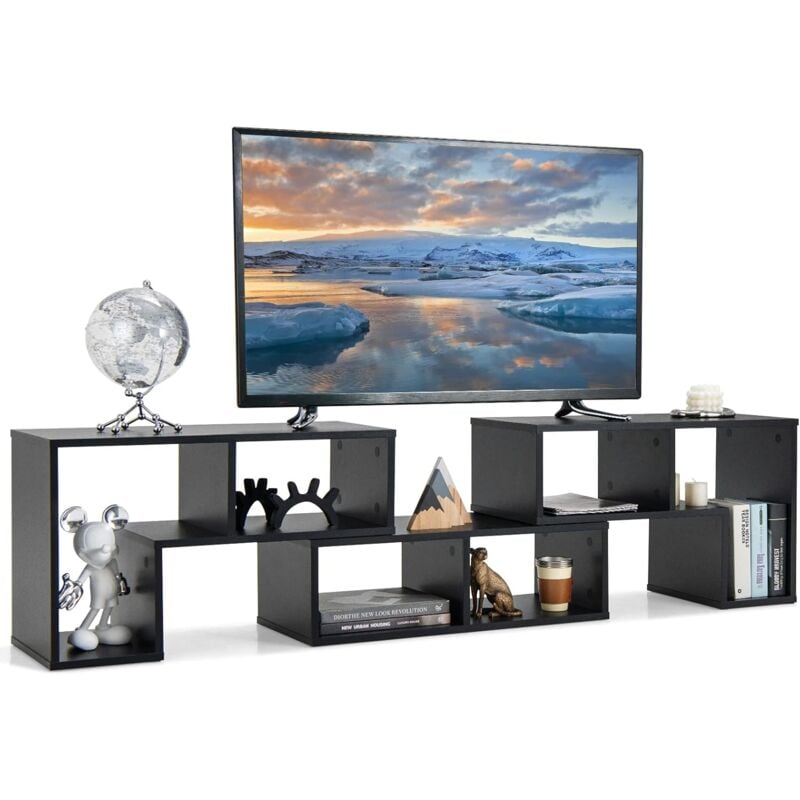 Meuble tv Console 3 pièces pour téléviseurs, 134x30x43cm,Style Moderne,Conception à Combinaison Libre,Noir - Goplus